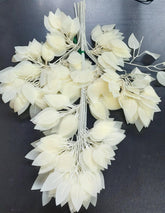 Set 12 ramuri decorative artificiale ivoire – model cu frunze rotunjite, stil minimalist